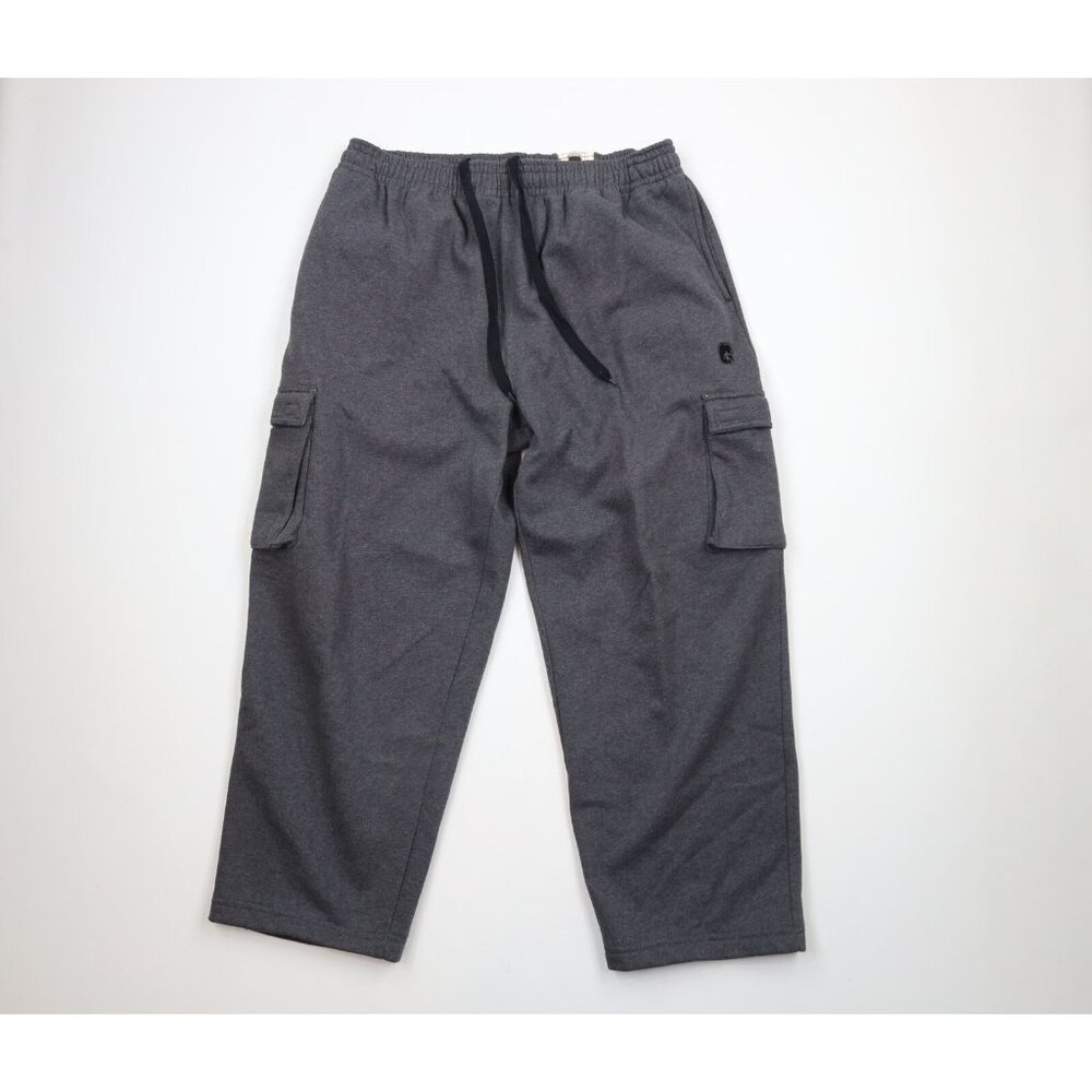Vintage AND1 Basketball Mens XL Faded Heavyweight Wide Leg Cargo Sweatpants Gray